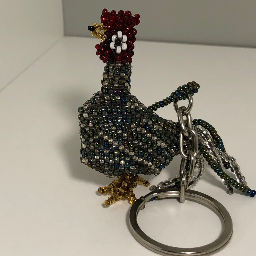 Beaded Rooster Keychain